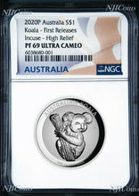 Load image into Gallery viewer, 2020 Australia FIRST INCUSED HIGH RELIEF 1oz Silver Koala $1 Coin NGC PF69 FR FL
