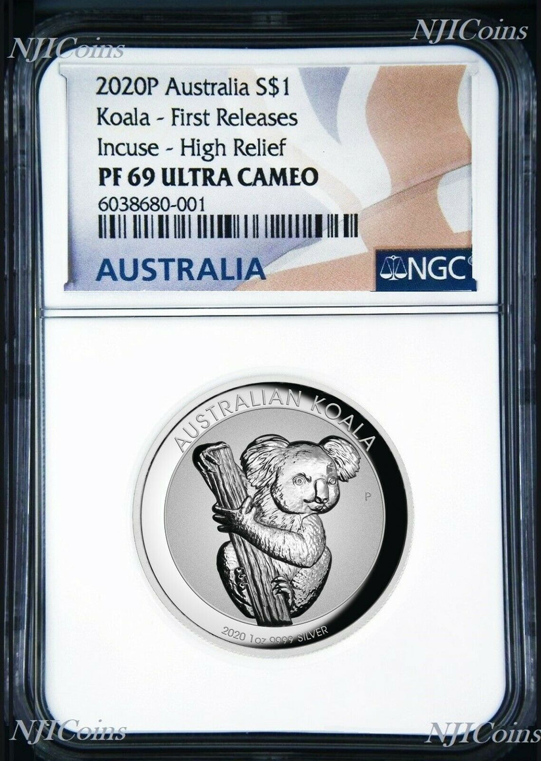 2020 Australia FIRST INCUSED HIGH RELIEF 1oz Silver Koala $1 Coin NGC PF69 FR FL