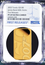 Load image into Gallery viewer, 2022 60 YEARS OF JAMES BOND 007 1oz .9999 Gold Proof $100 COIN NGC PF69 FR 300mt
