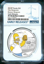 Load image into Gallery viewer, 2019 The Simpsons Homer Simpson Proof $1 1oz Silver COIN NGC PF 70 ER
