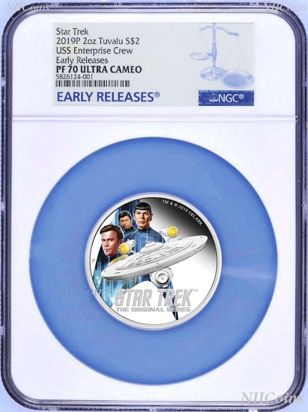 2019 Star Trek ENTERPRISE & CREW 2oz Silver $2 Coin NGC PF70 ER 1,250 Mintage