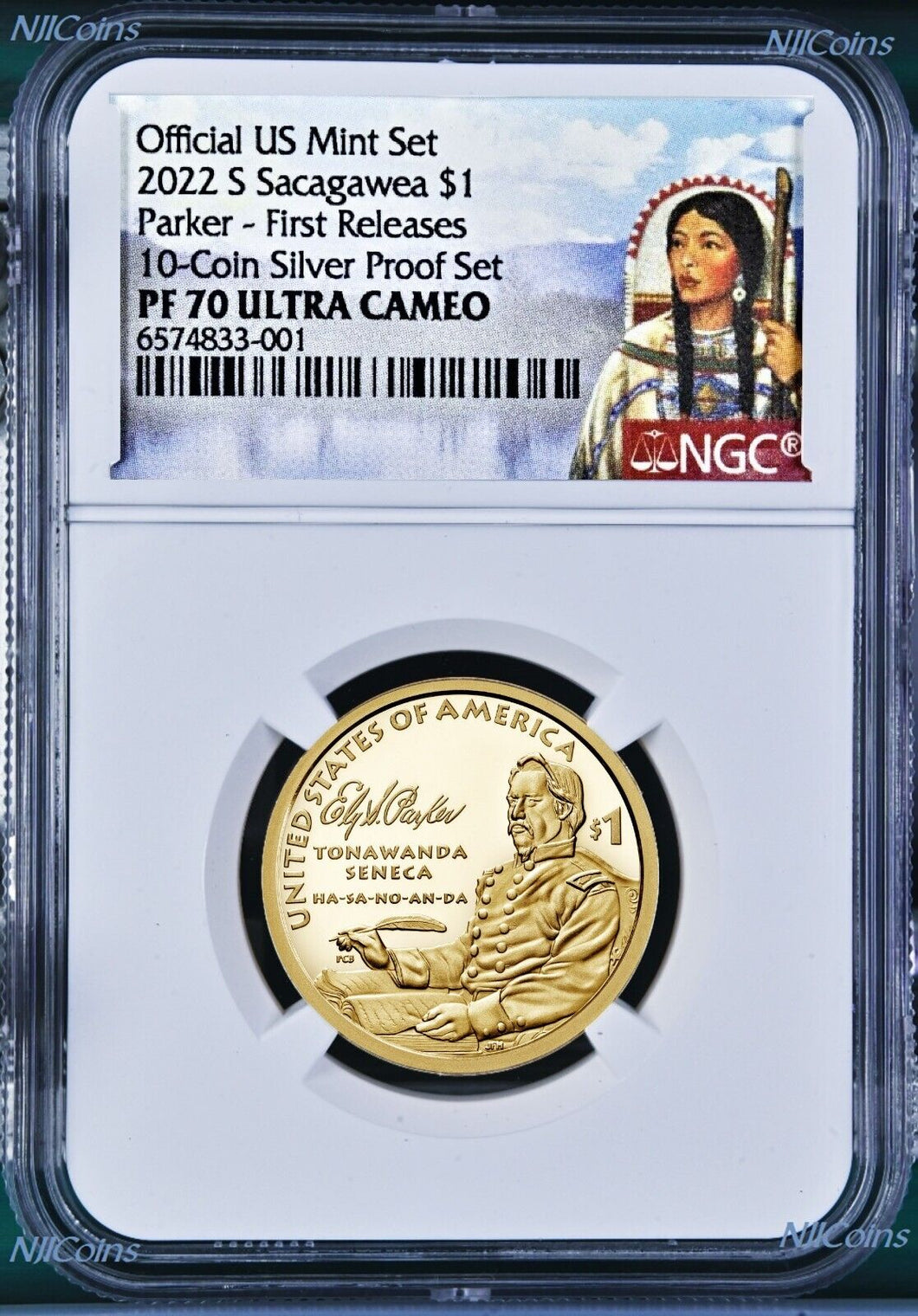 2022 Native American Dollar Ely S. Parker $1 Coin FR NGC PF70 Silver-set-Version