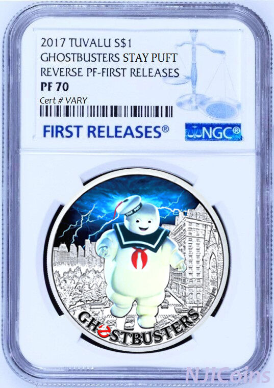 2017 Ghostbusters Stay Puft 1oz Silver $1 Coin NGC REVERSE PF70 FIRST Releases