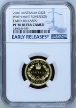 Load image into Gallery viewer, 2016 Australia Sovereign 1/4 oz GOLD $25 coin NGC PF70 UC ER with OGP
