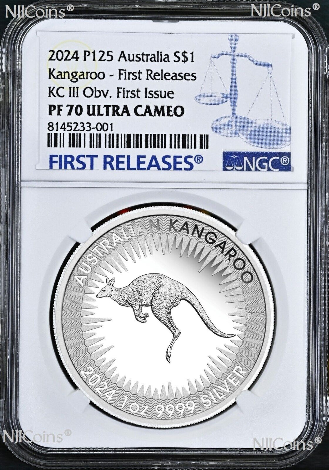 2024 KING CHARLES III OBVERSE 1st ISSUE KANGAROO 1oz SILVER PROOF NGC PF70 FR