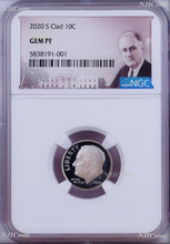 Load image into Gallery viewer, 2020 S Proof 10C Clad Roosevelt Dime NGC GEM PF Portrait Label
