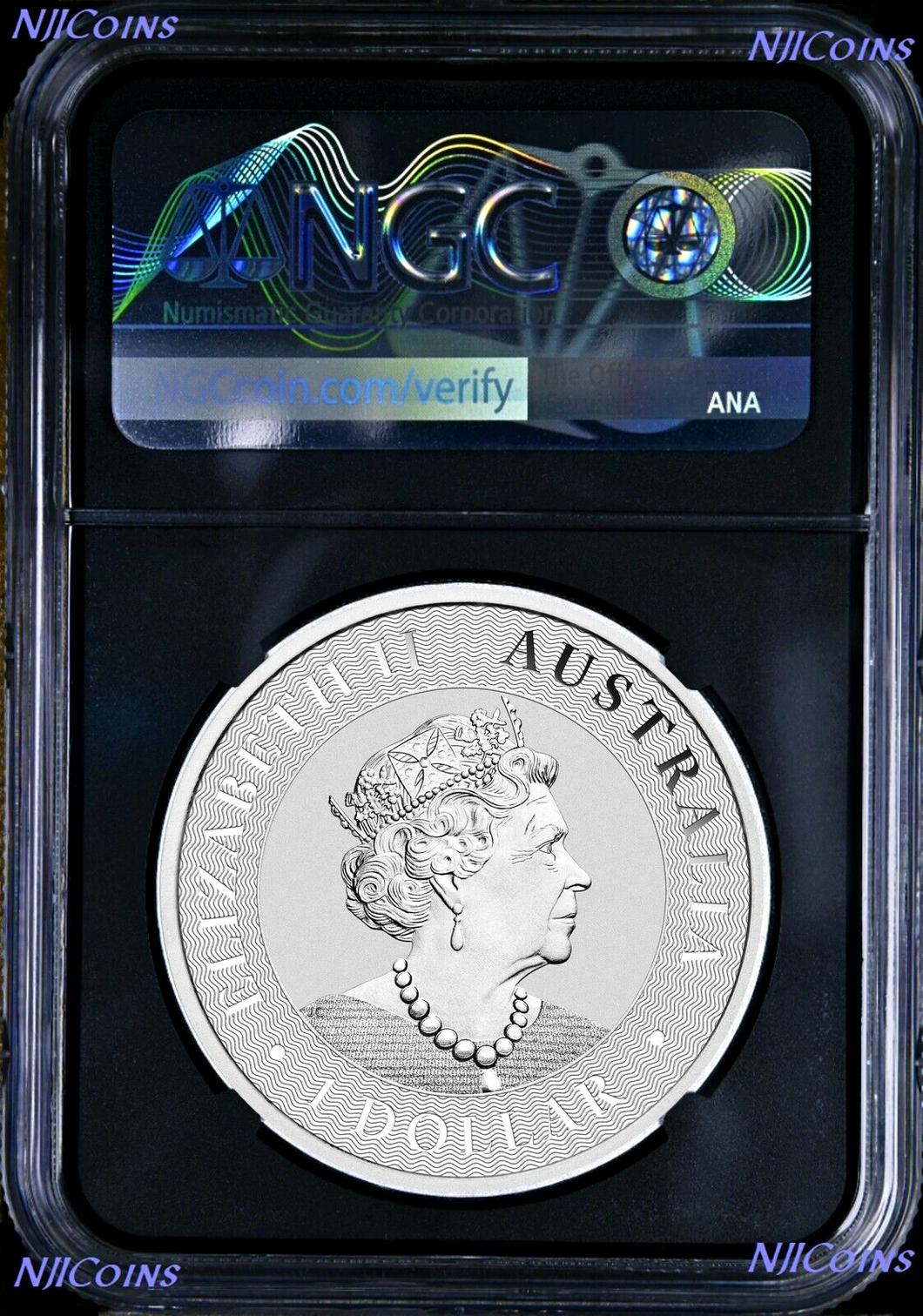 2022 The Queen Elizabeth II Portrait Silver 1oz Kangaroo Coin NGC MS70 $1 Blk