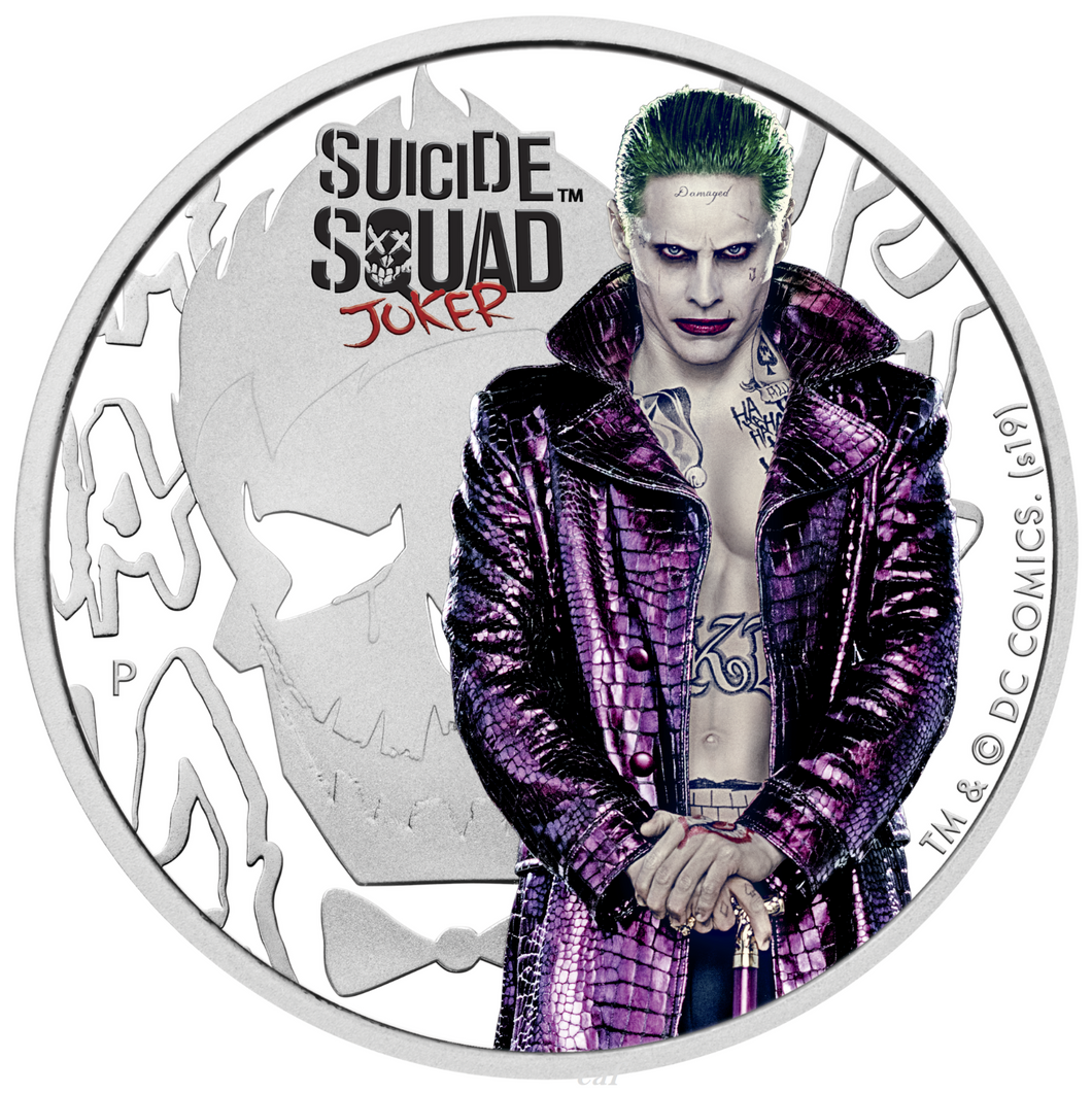 2019 SUICIDE SQUAD – JOKER $1 1oz .9999 SILVER PROOF COLORIZED COIN