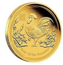 Load image into Gallery viewer, 2017 Australian Lunar Year of the Rooster 1/10 oz Gold Proof $15 Coin Australia
