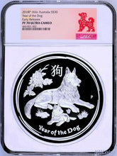 Load image into Gallery viewer, 2018 Australia Lunar Year of the DOG 1 Kilo PROOF Silver $30 Coin NGC PF 70
