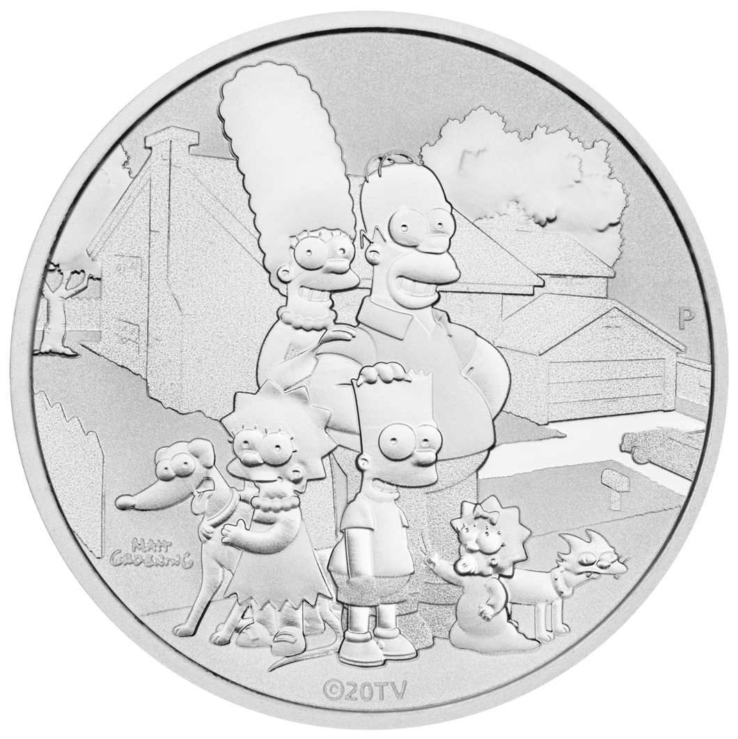 2021 Simpsons Family 1oz $1 Silver .9999 Dollar Bullion Coin in Mint Capsule