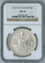 Load image into Gallery viewer, 2010 P Boy Scouts of America Commemorative Silver Coin $1 NGC MS 70 MS70
