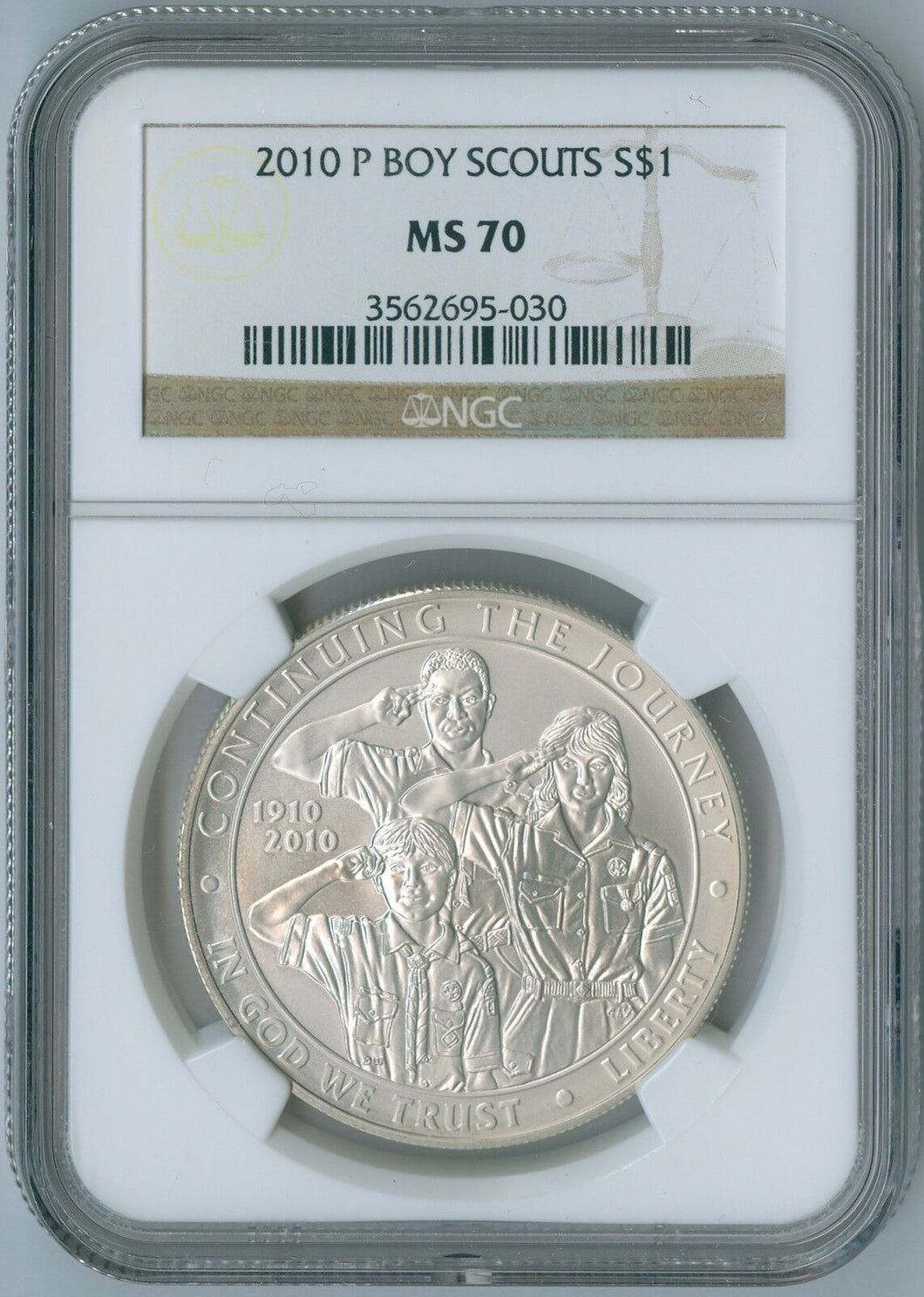 2010 P Boy Scouts of America Commemorative Silver Coin $1 NGC MS 70 MS70