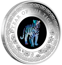 Load image into Gallery viewer, 2022 Australia Opal Series Lunar Year of the Tiger 1oz Silver Proof $1 Coin
