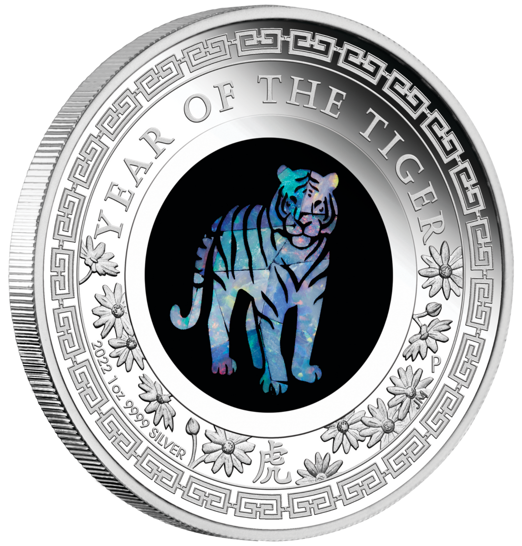 2022 Australia Opal Series Lunar Year of the Tiger 1oz Silver Proof $1 Coin