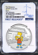 Load image into Gallery viewer, 2019 The Simpsons BART Simpson Proof $1 1oz Silver COIN NGC PF 70 FR PF70
