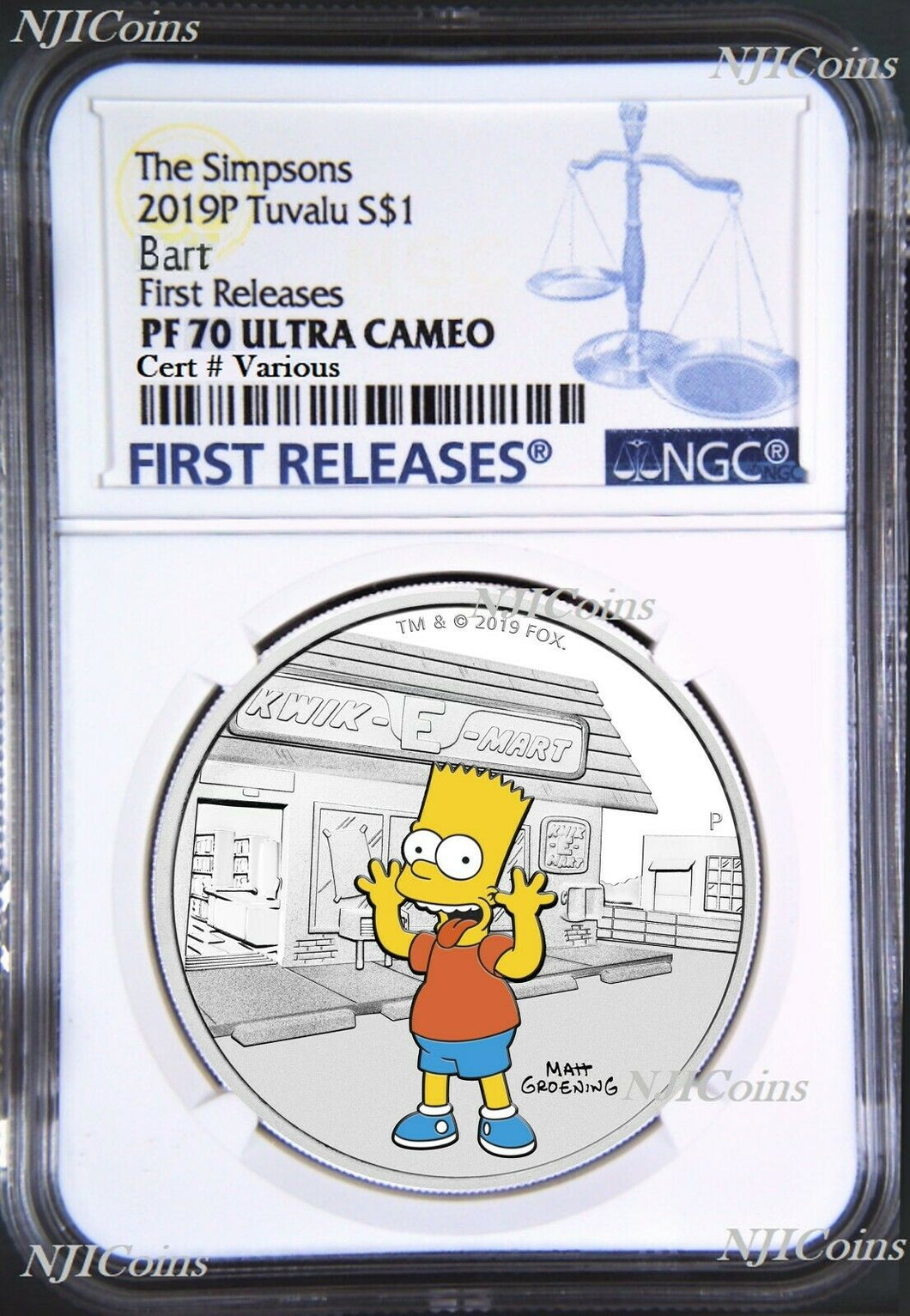 2019 The Simpsons BART Simpson Proof $1 1oz Silver COIN NGC PF 70 FR PF70