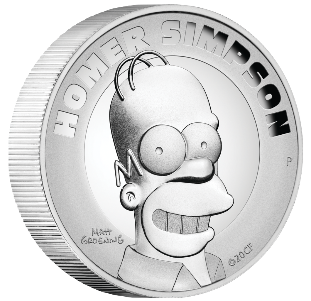 2021 HOMER SIMPSON 2oz .9999 SILVER PROOF HIGH RELIEF $2 COIN 2000 Mintage ONLY