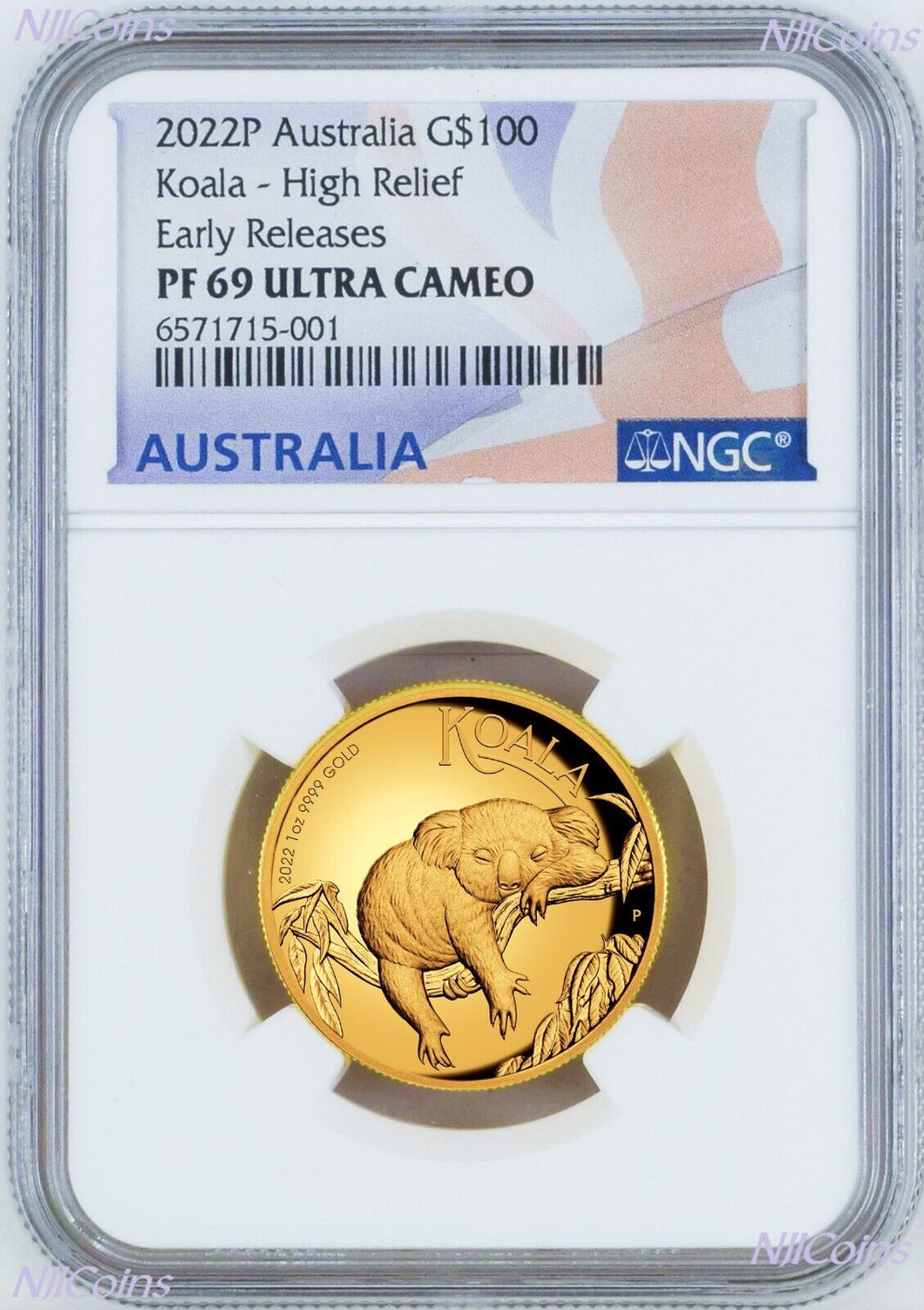 2022 Australian Koala 1oz Gold Proof High Relief $100 COIN NGC PF69 200 MTG ER