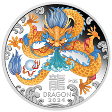 Load image into Gallery viewer, 2024 Australia COLORED PROOF Lunar Year of the Dragon 1oz Silver $1 Coin &quot;P125&quot;
