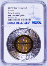 Load image into Gallery viewer, 2019 Abacus 2oz .9999 Silver Antiqued $2 Coin NGC MS 70 ER
