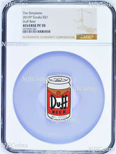 Load image into Gallery viewer, 2019 The Simpson Simpsons Duff Beer Rectangular $1 1oz Silver COIN NGC PF 70
