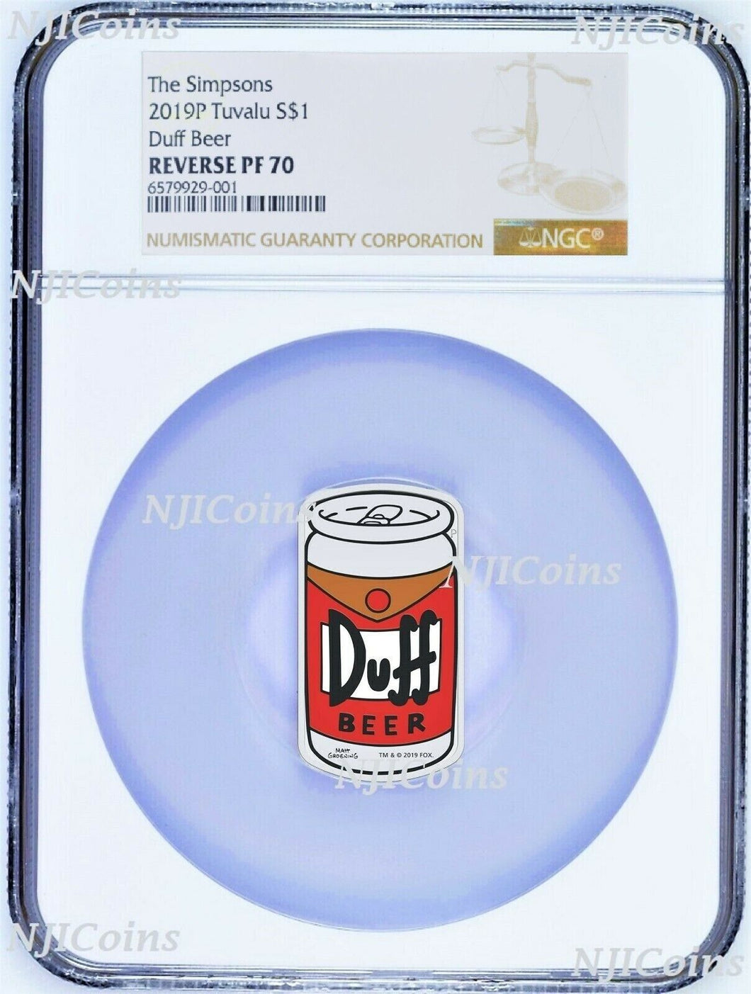 2019 The Simpson Simpsons Duff Beer Rectangular $1 1oz Silver COIN NGC PF 70