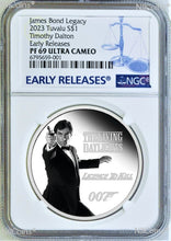 Load image into Gallery viewer, 2023 James Bond Legacy 3rd Issue Timothy Dalton SILVER $1 1oz COIN NGC PF69 ER
