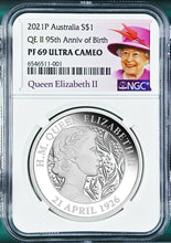 Load image into Gallery viewer, 2021 QUEEN ELIZABETH 95th Birthday Silver $1 Proof coin NGC PF69 UC Portrait LB
