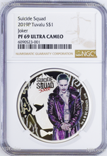 Load image into Gallery viewer, 2019 Suicide Squad - Joker Proof $1 1oz Silver COIN NGC PF 69 Brown Label
