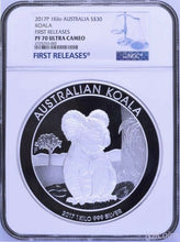 Load image into Gallery viewer, Mint Cert 002 2017 Koala PROOF 1 Kilo $30 Pure Silver Coin Kilogram NGC PF70
