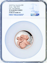 Load image into Gallery viewer, 2023 Australia Pink Gold GILT HIGH RELIEF 5oz Silver Koala $8 Coin NGC PF70 FR
