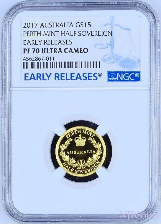 2017 Australia Half Sovereign GOLD $15 coin NGC PF70 UC ER with OGP