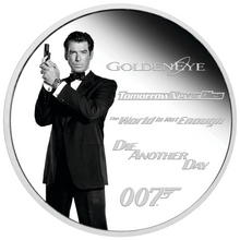 Load image into Gallery viewer, JAMES BOND LEGACY SERIES 4th ISSUE 2024 1oz SILVER PROOF $1 COIN Pierce Brosnan
