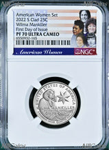 Load image into Gallery viewer, FDI First Day Issue 2022 S NGC American Women Wilma Mankiller QUARTER coin PF70
