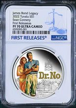 Load image into Gallery viewer, 2022 James Bond 007 Dr. NO SILVER PROOF Colored $1 1oz COIN NGC PF70 F
