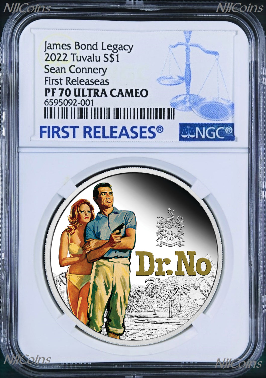 2022 James Bond 007 Dr. NO SILVER PROOF Colored $1 1oz COIN NGC PF70 F